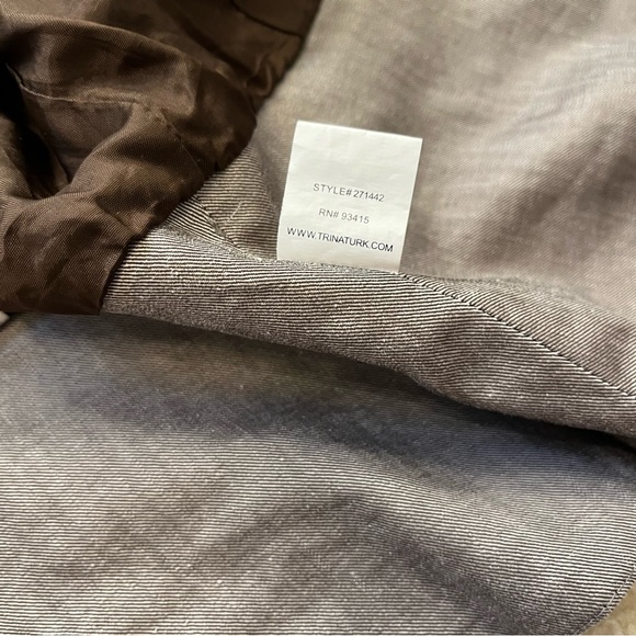 Trina Turk Blazer Jacket Womens M Gray Lined Linen Blend Hook and Eye Closure - Picture 5 of 8